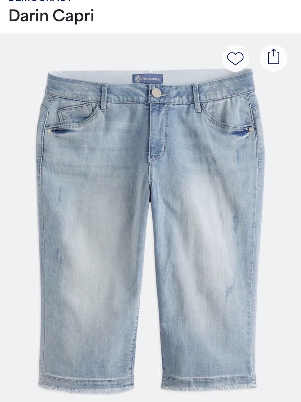 Democracy Light Wash Darin Capri 18W, 18” inseam frayed hem StitchFix - Picture 3 of 4